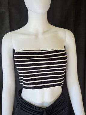 REHAB 90s Vintage Edgy Rave Striped Tube Top Ribbed Strapless Crop Cami Size L
